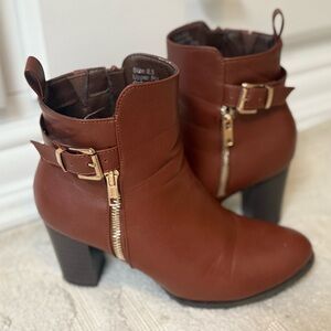 New York & Company Brown Gold Ankle Booties
